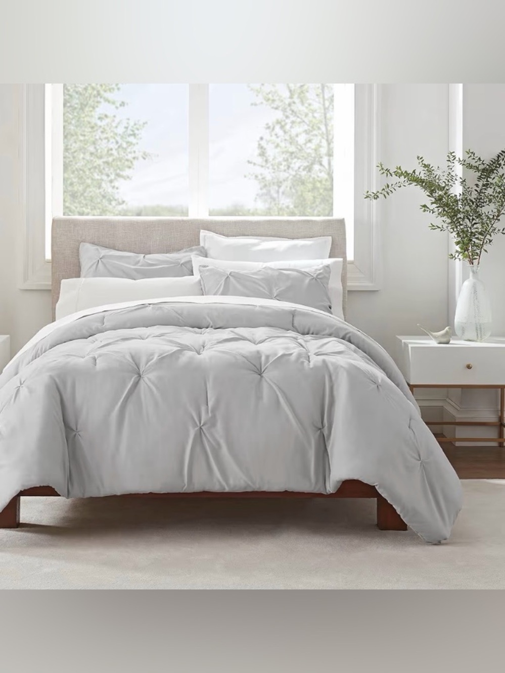 🌙 UP2B SERTA Simply Clean 3 Piece Hypoallergenic Pleated Duvet Cover Set